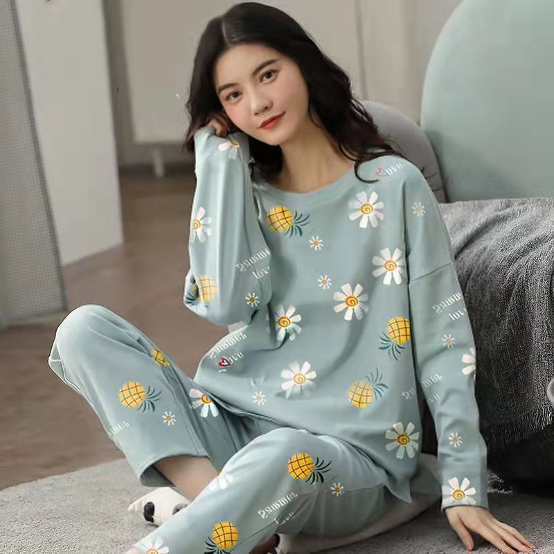 Women Cute Cartoon Print Sleepwear 2 Piece Lounge Set