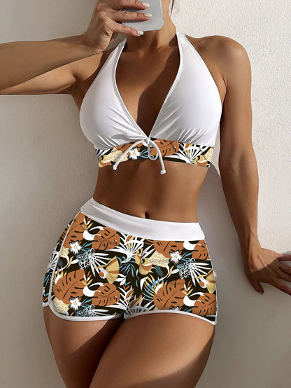 New Split Printed Bikini Swimsuit - Woman`s Clothing