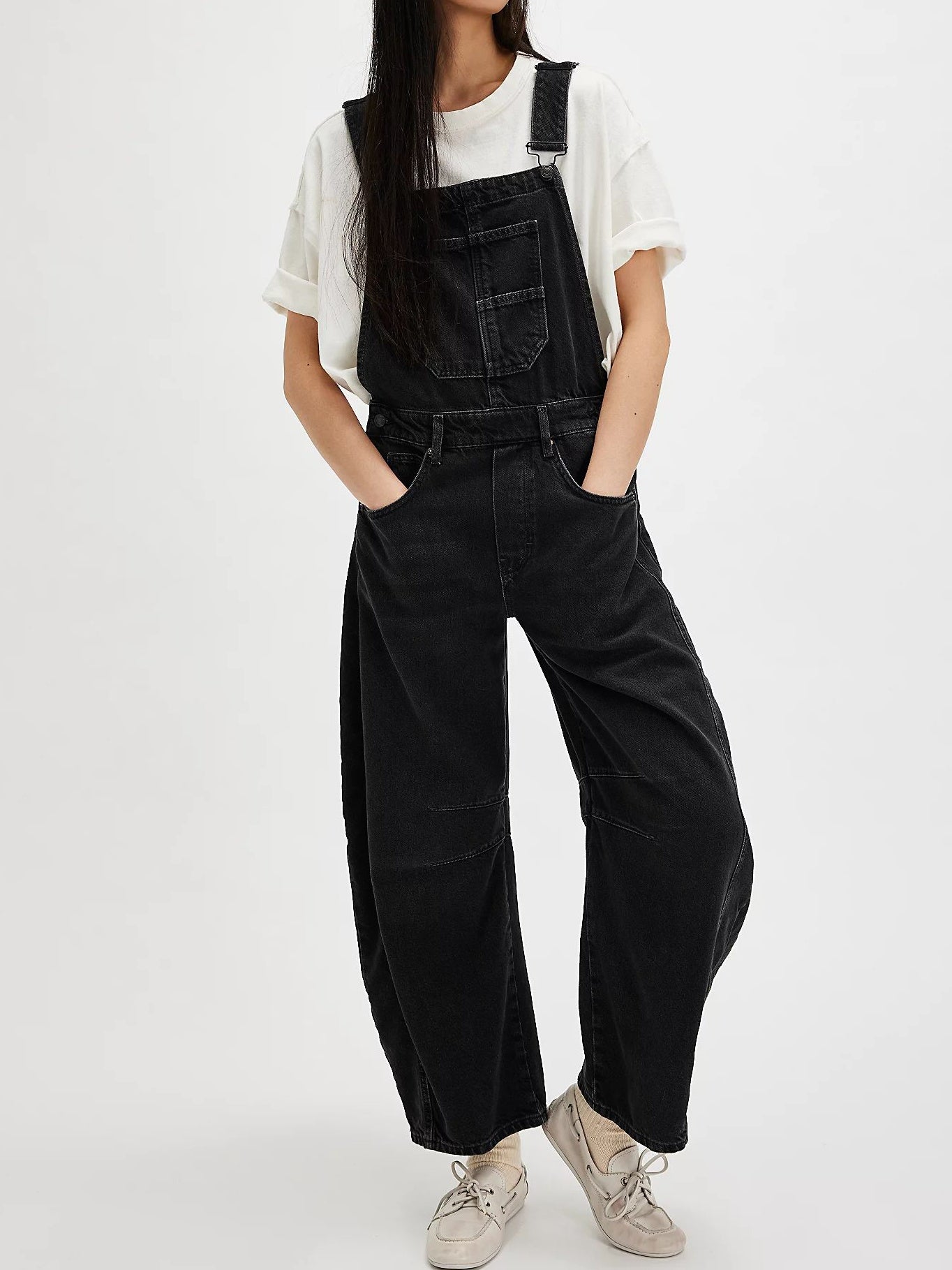 Woman`s Casual Loose Denim Overalls