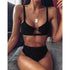 Ladies split black cutout bikini - Woman`s Clothing