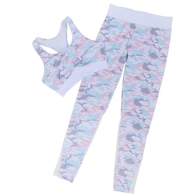 Camouflage Print 2 Piece Set - Mesh Bra And Fitness Leggings