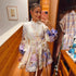 Printed Buttoned Waistband Long-Sleeve Dress - Woman`s Clothing