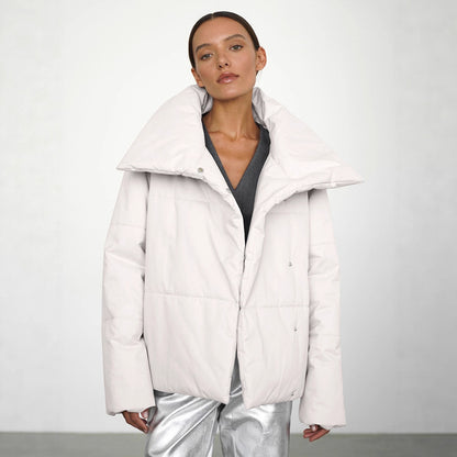 New Asymmetric Hidden Hook Warm Turtleneck Cotton-padded Jacket