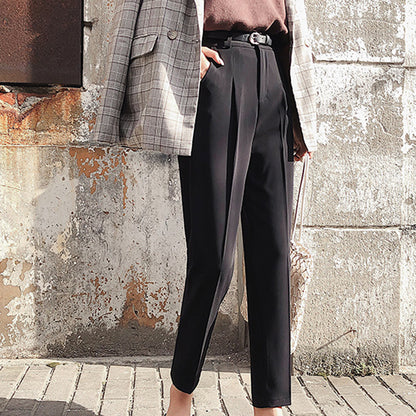 Fashionable wild simple high waist suit pants