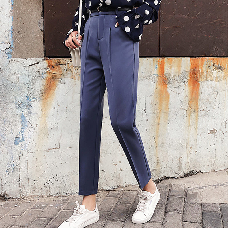 Fashionable wild simple high waist suit pants