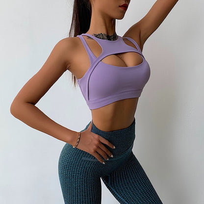 Sexy Hollow Fitness Vest Shockproof Sports Bra