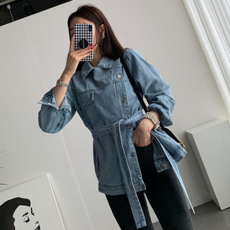 Woman`s long sleeve denim jacket
