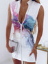 Tie-dye Printed Sleeveless Sheath Dress With A Fitted Waist - Woman`s Clothing