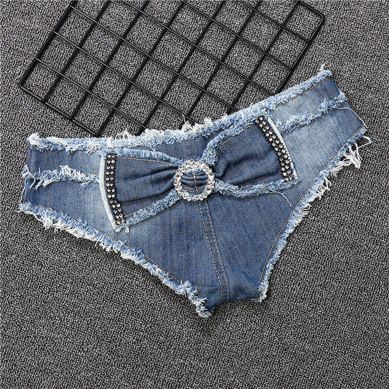 Woman`s Fabulously Sexy Bow Denim Shorts