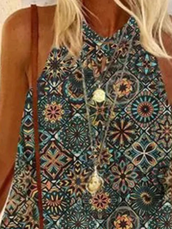 Summer Sling Round Neck Loose-fitting Printed Camisole - Woman`s Clothing