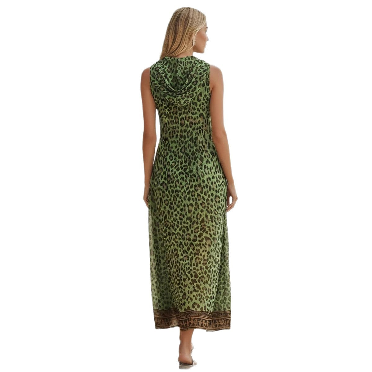 Sleeveless Leopard Print Midi Dress - Woman`s Clothing