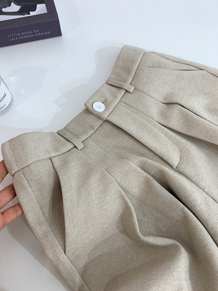 Women Wool Suit Casual Cropped Pants