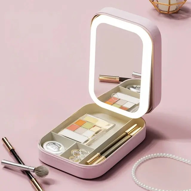 LED Mirror Makeup Storage Box - Woman`s Clothing