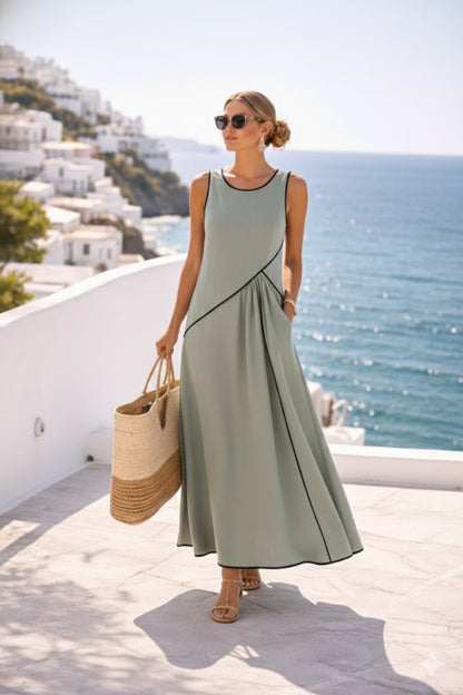 Contrast Colours Mediterranean Style Dress For Women - Woman`s Clothing