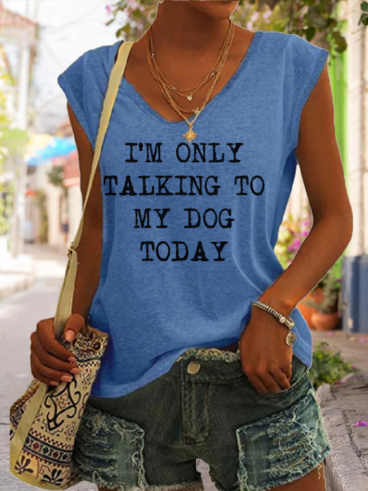 I`m only talking to my dog today Short Sleeved T-Shirt - Woman`s Clothing