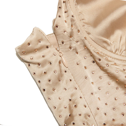 Cutout Halterneck Satin Party Bag Hip Skirt Dress - Woman`s Clothing