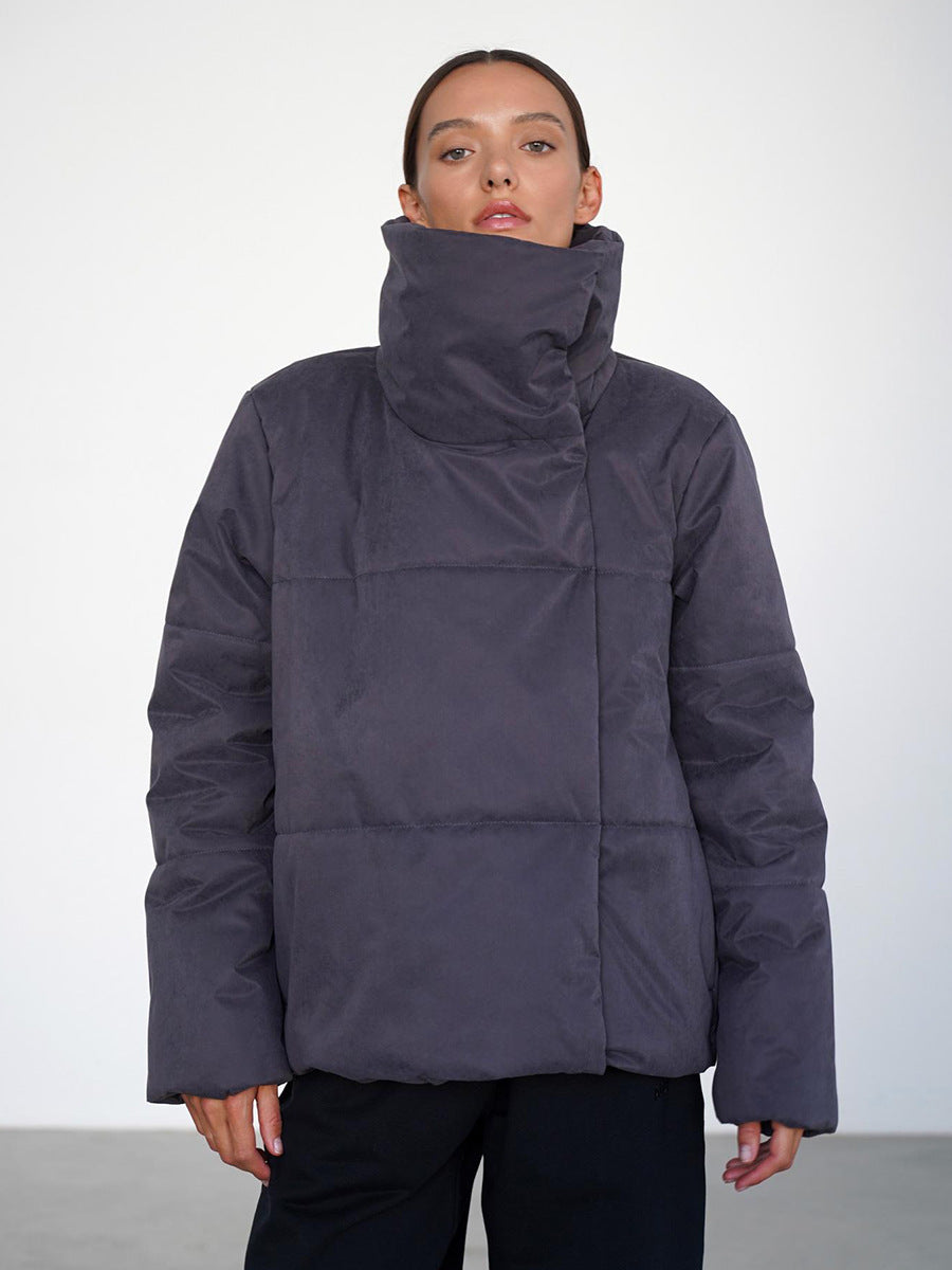 New Asymmetric Hidden Hook Warm Turtleneck Cotton-padded Jacket