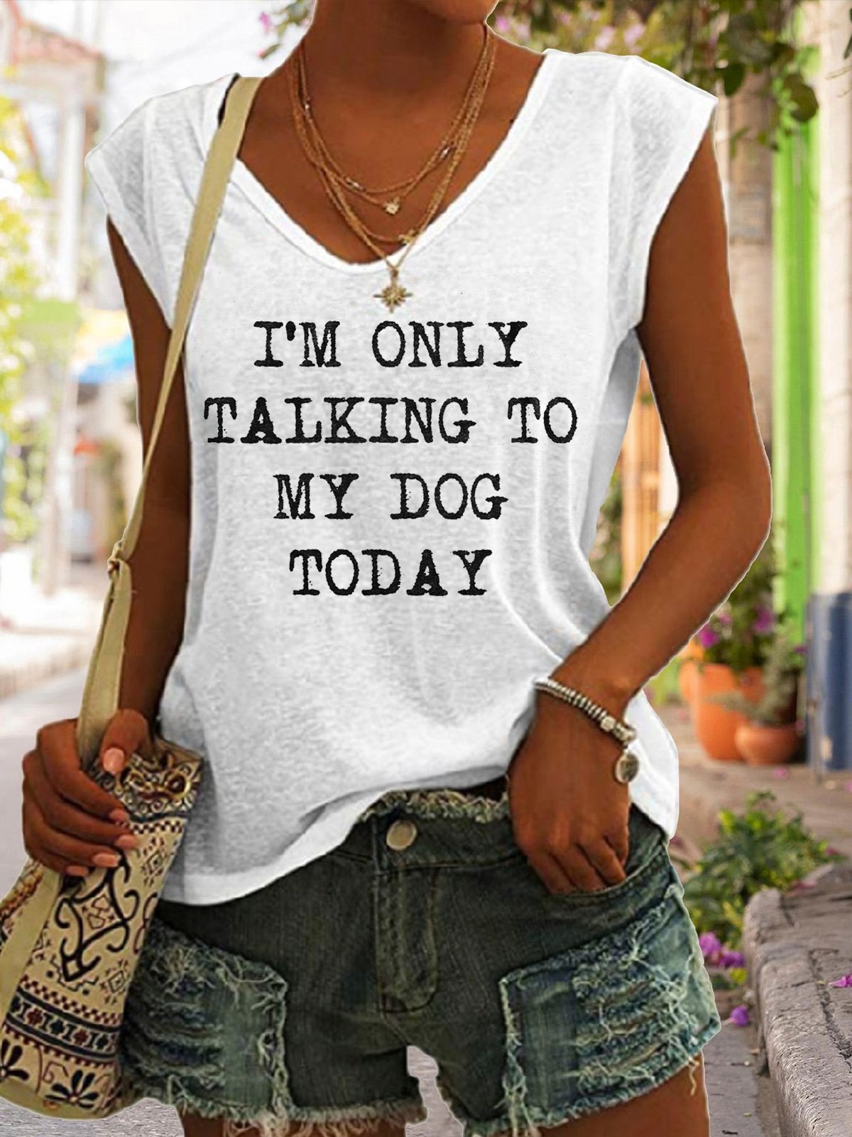 I`m only talking to my dog today Short Sleeved T-Shirt - Woman`s Clothing