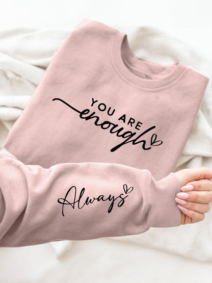 Letter Printed Hoodie Round Neck Casual Hoodie