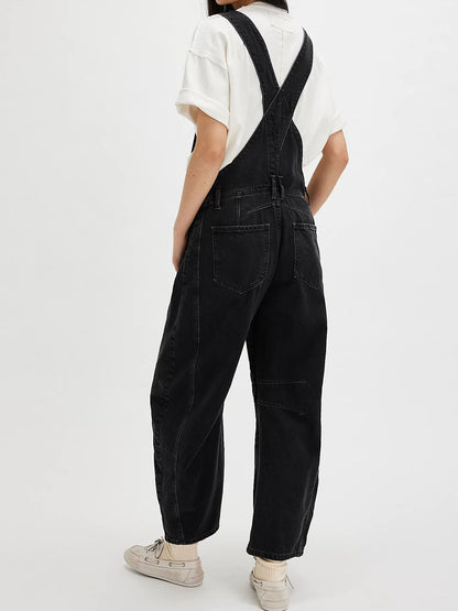 Woman`s Casual Loose Denim Overalls