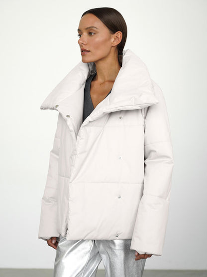 New Asymmetric Hidden Hook Warm Turtleneck Cotton-padded Jacket