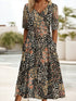 V-neck Short sleeve Belted Maxi Dress With Pockets - Woman`s Clothing
