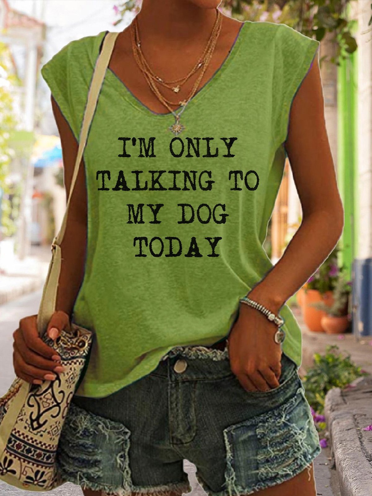 I`m only talking to my dog today Short Sleeved T-Shirt - Woman`s Clothing