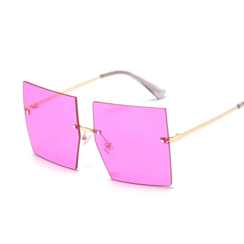 Oversized Rimless Square Sunglasses - Woman`s Clothing