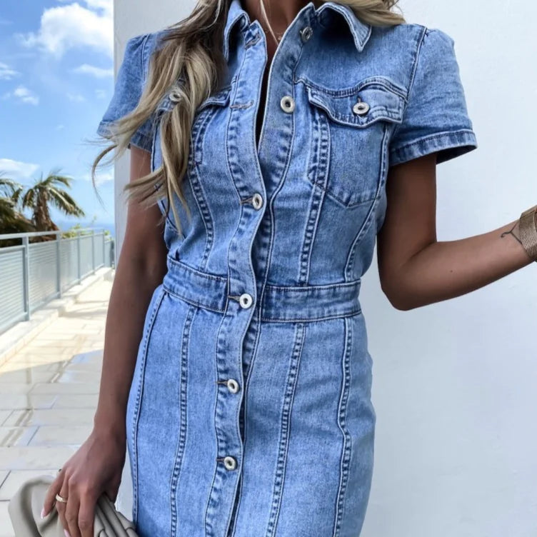 Stretch Denim Dress Woman`s Clothing 49.00