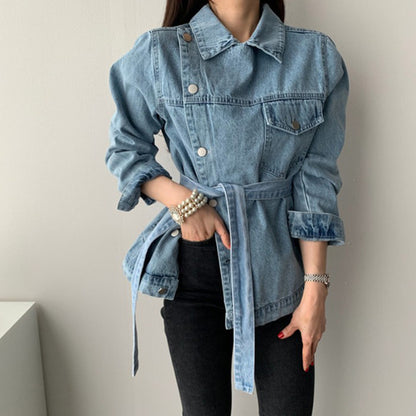 Woman`s long sleeve denim jacket