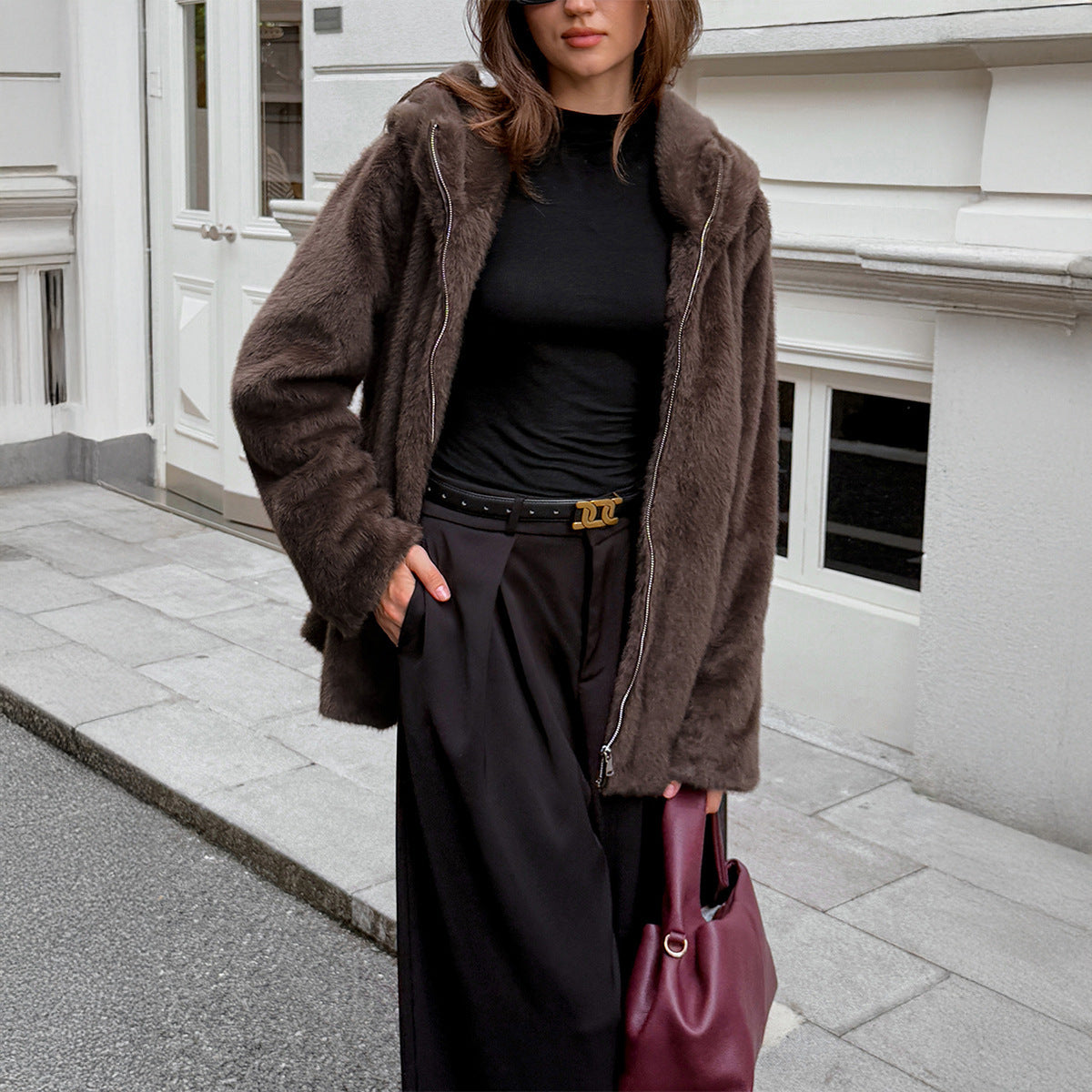 Fashionable Fur Collar Women&