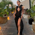 Sexy Fashionable Lace Slit Slim Fit Sleeveless Dress - Woman`s Clothing