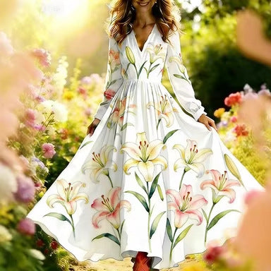 3D Oil Painting Floral Print Dress