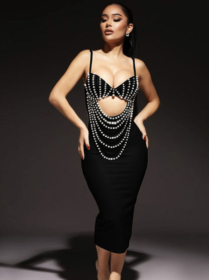 Fashion Summer Black &amp; White Sling Party Dress - Woman`s Clothing