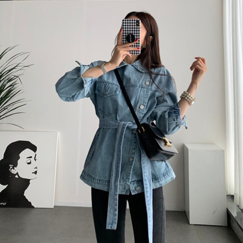 Woman`s long sleeve denim jacket