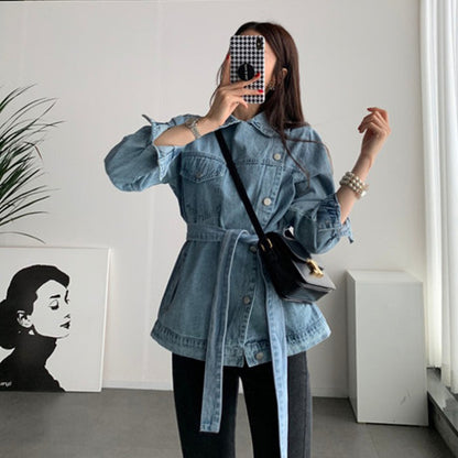 Woman`s long sleeve denim jacket