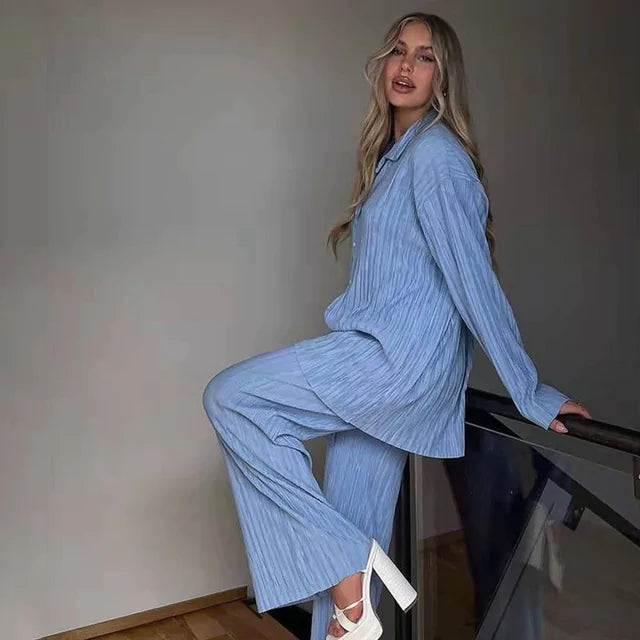 Two Piece Long Sleeve Suit - Woman`s Clothing