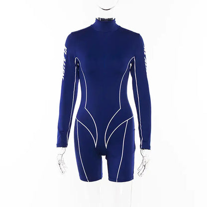 Printed Sports Long Sleeve Fitness Bodysuit