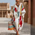 Abstract Print V-Neck Casual Loose Dress - Woman`s Clothing