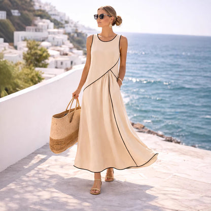 Contrast Colours Mediterranean Style Dress For Women - Woman`s Clothing