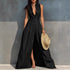 High Waisted Lapel Shirt Style Maxi Dress - Woman`s Clothing