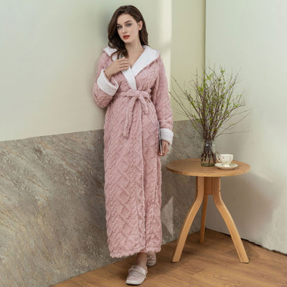 Hooded Jacquard Flannel Nightgown