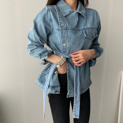 Woman`s long sleeve denim jacket