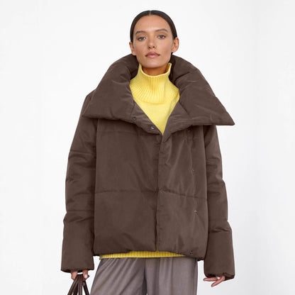 New Asymmetric Hidden Hook Warm Turtleneck Cotton-padded Jacket