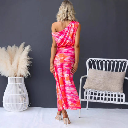 New Arrival Split Hem Sleeveless Printed Dress - Woman`s Clothing