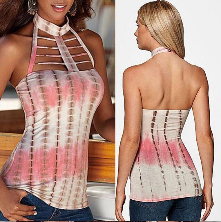 Sleeveless Digital Print T Shirt Strap - Woman`s Clothing