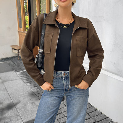 Turn-down Collar Long Sleeve Jacket Coat