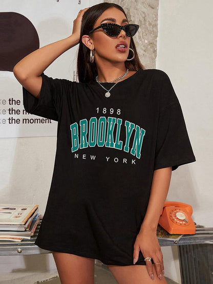 Casual Pattern Printing Large Size Drop Shoulder Women&