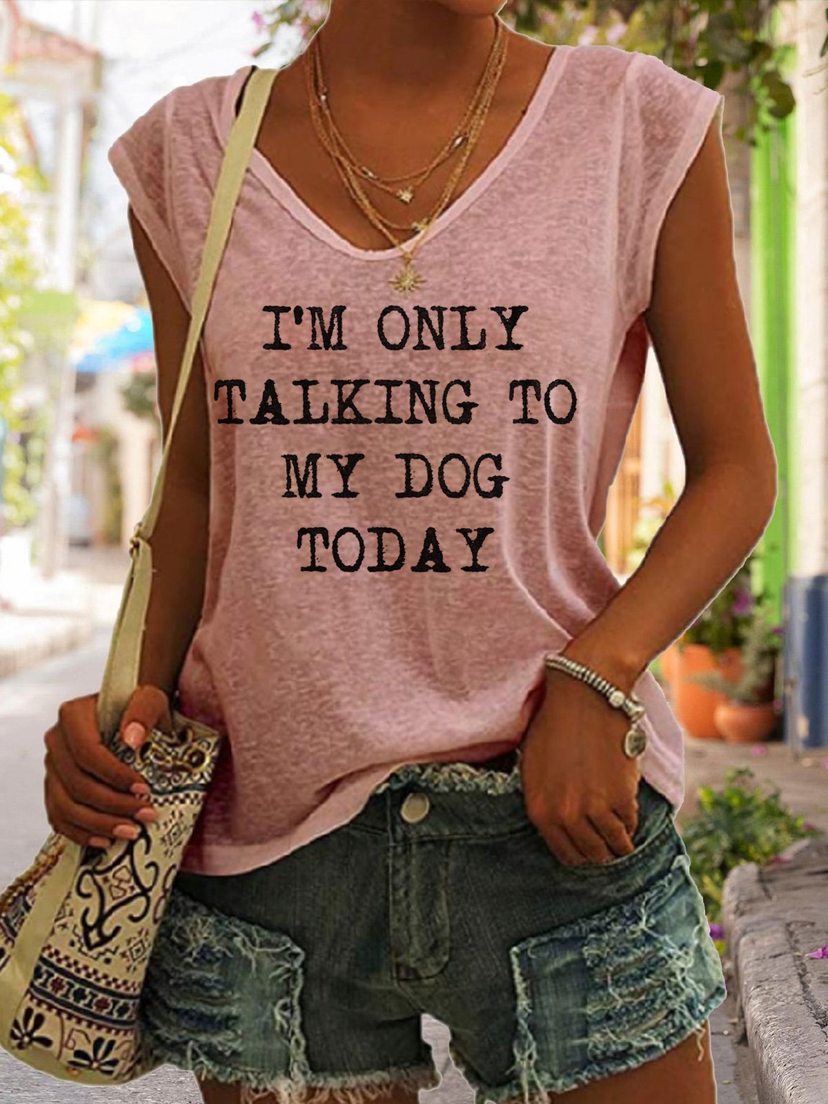 I`m only talking to my dog today Short Sleeved T-Shirt - Woman`s Clothing