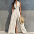 High Waisted Lapel Shirt Style Maxi Dress - Woman`s Clothing